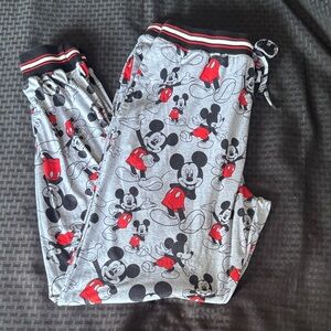 Disney Mickey Mouse mens Pajama Bottoms - Gray and Red